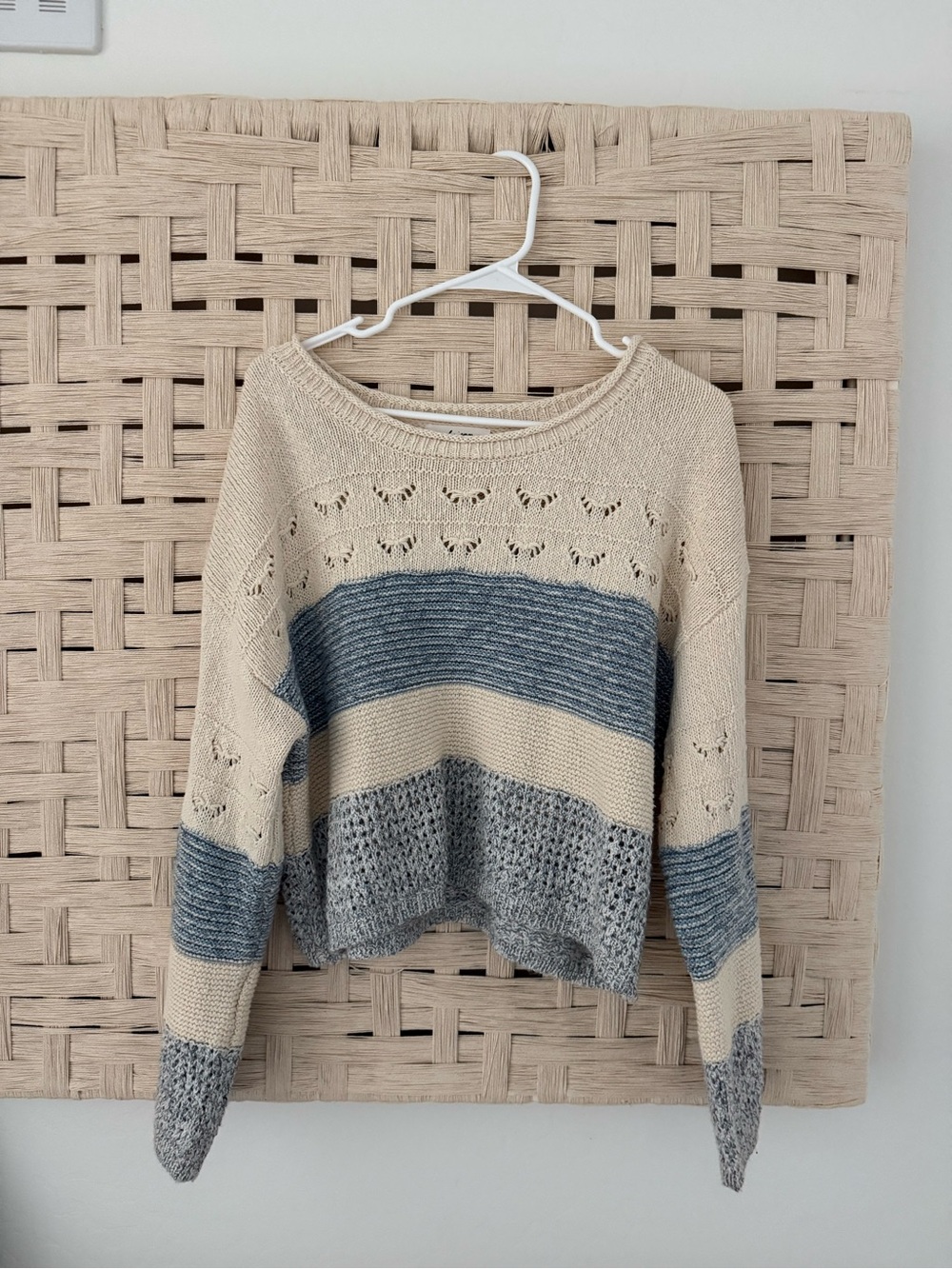 CJLA Cozy Striped Knit Sweater - Cream & Blue